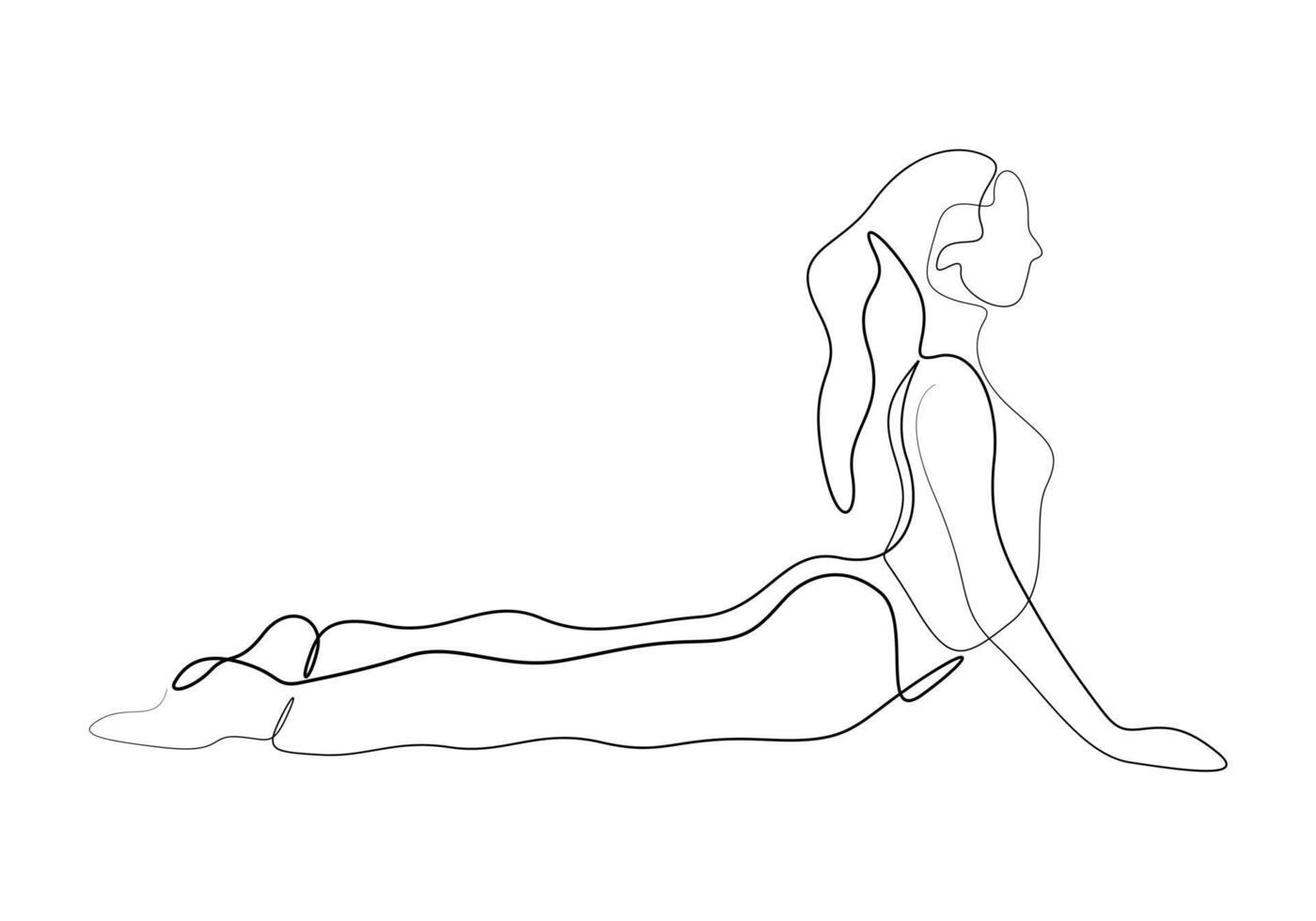 One continuous line drawing of woman practicing yoga fitness concept pro illustration vector