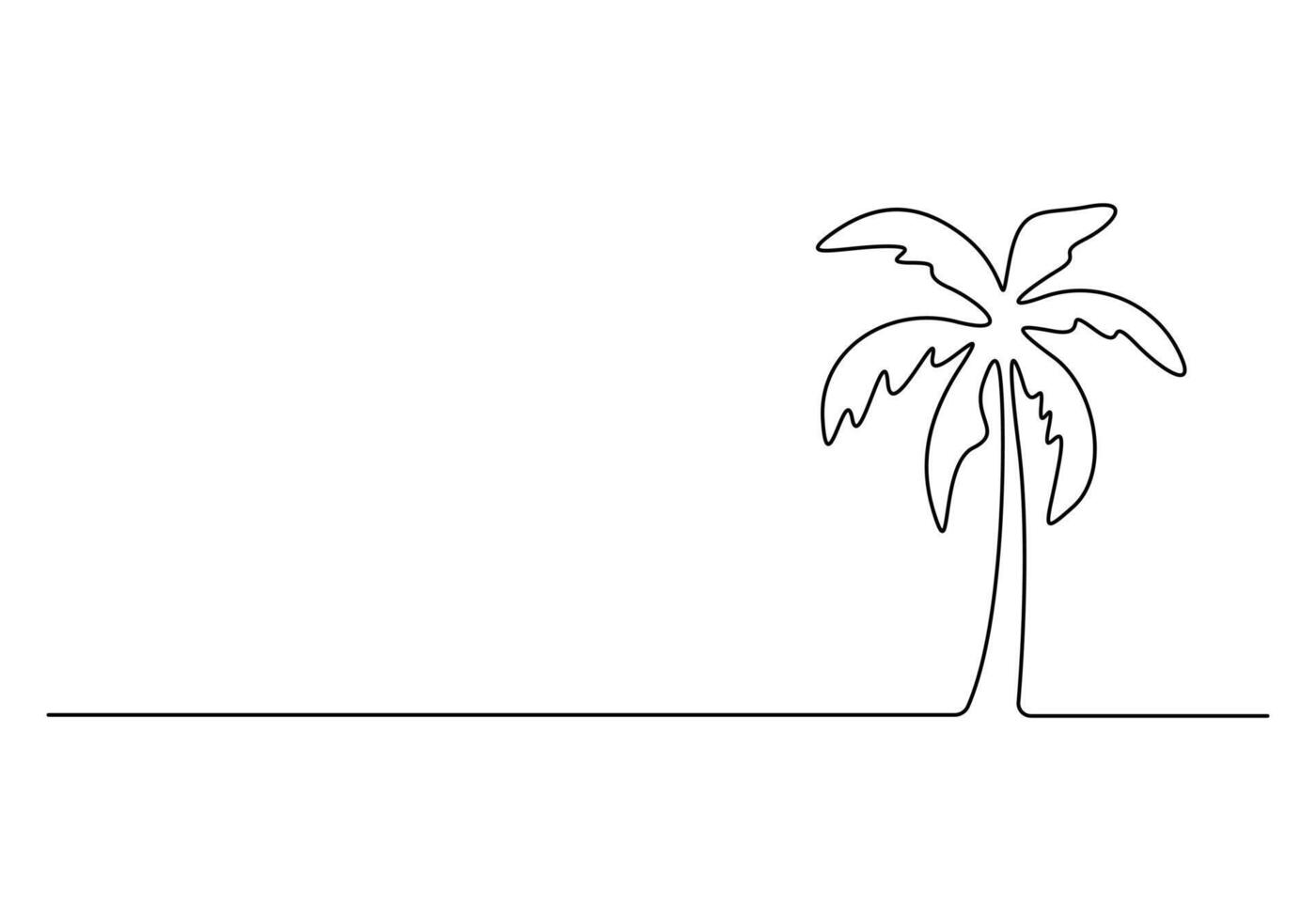 Palm tree continuous single line drawing premium illustration vector
