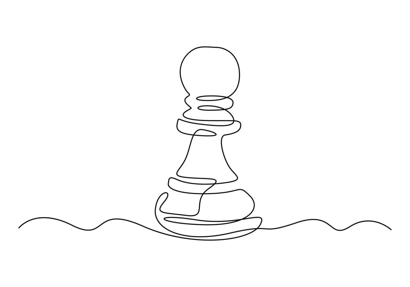 Chess pieces one line drawing premium illustration vector