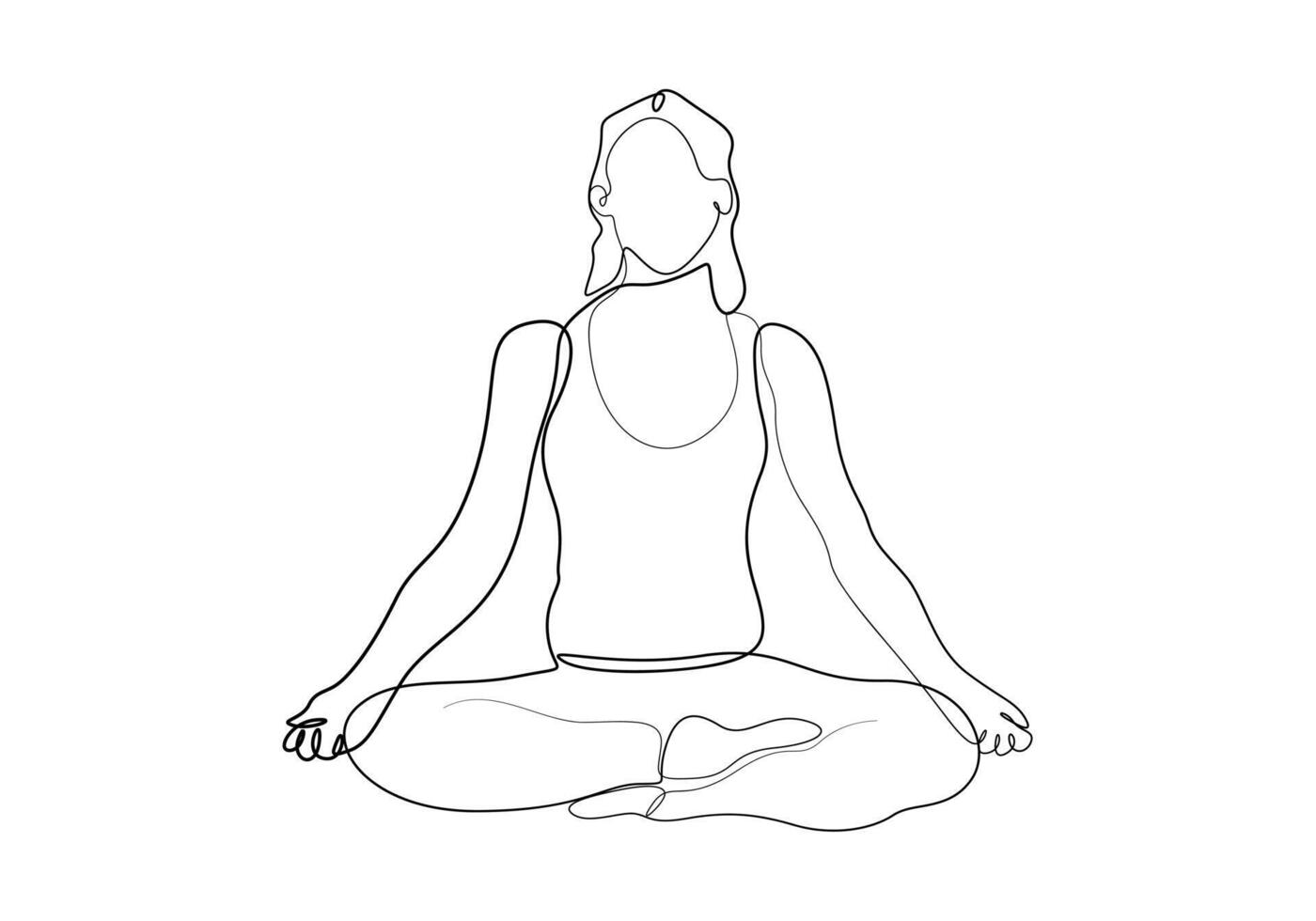 One continuous line drawing of woman practicing yoga fitness concept pro illustration vector