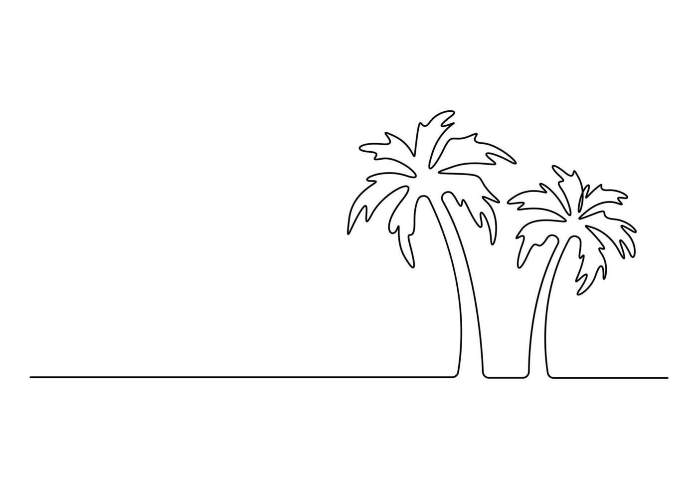 Palm tree continuous single line drawing premium illustration vector