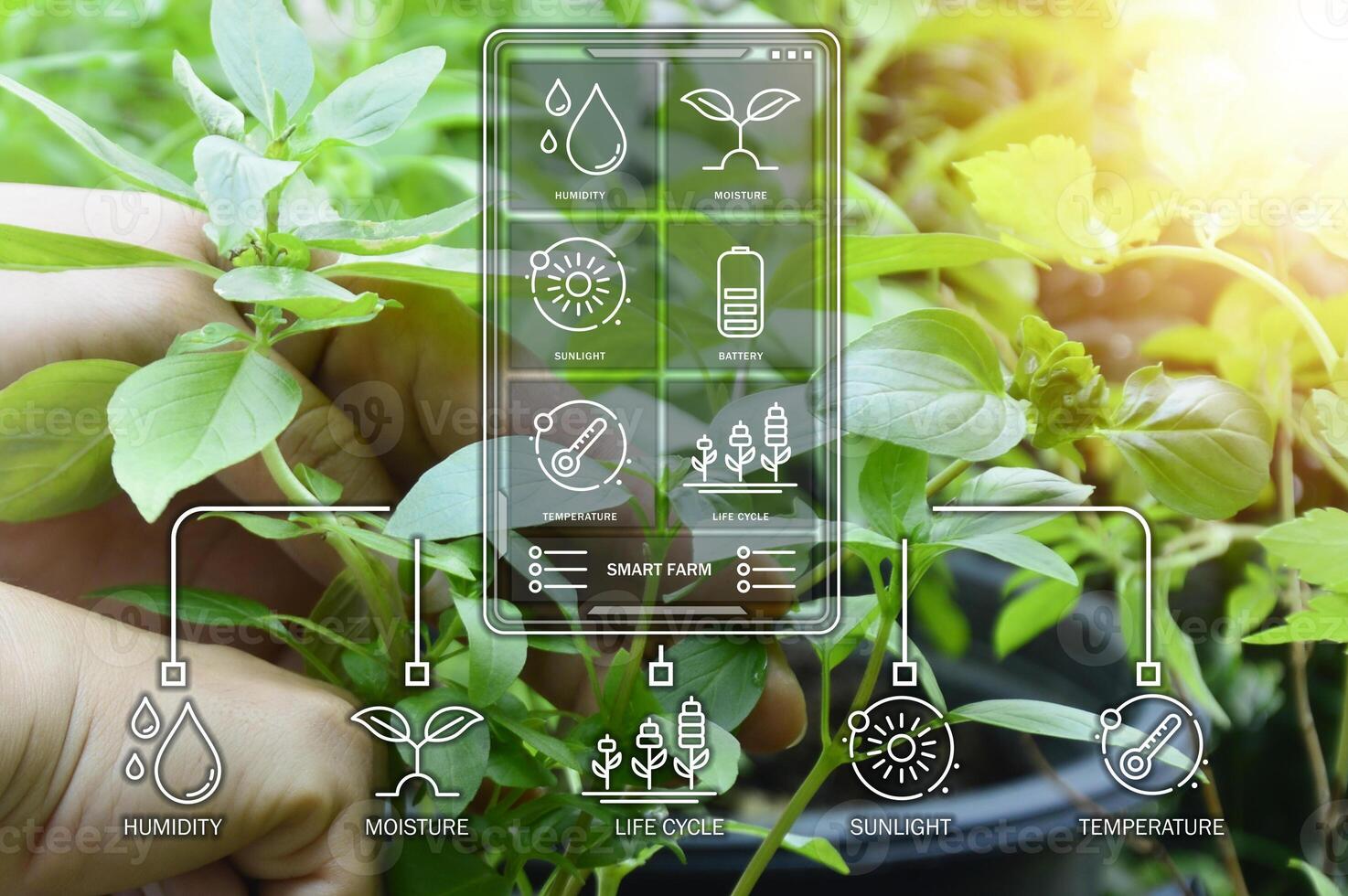 The concept of using AI and smart farming photo