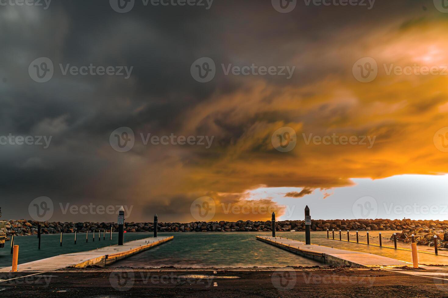 Stormy Dock Sunset photo