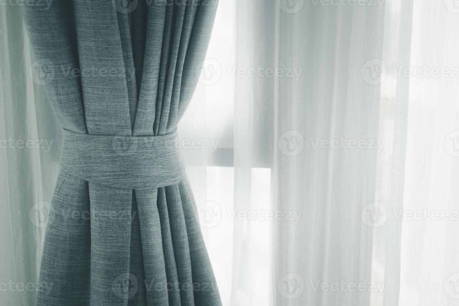 Curtain decotaion on window in home. photo