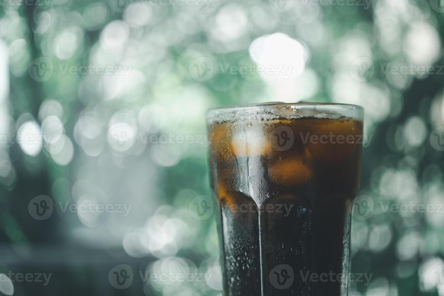 Iced Americano black coffee in glass photo