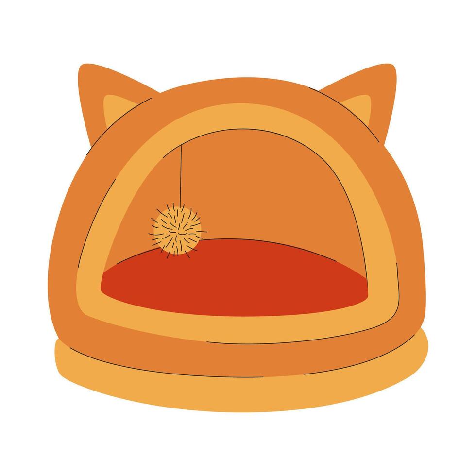 A house, a cot for a cat or dog. A pet care item. A flat illustration isolated on a white background. vector