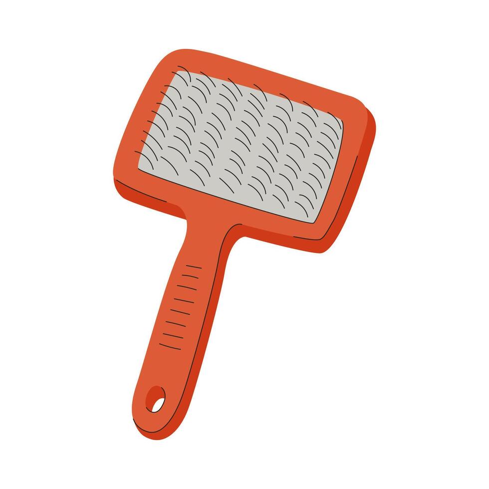 Slicker brush for dogs and cats. A grooming tool. A pet care item. A flat illustration isolated on a white background. vector