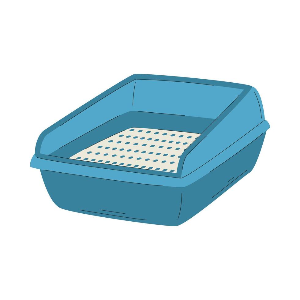 A tray for cat litter. The toilet for cat. A pet care item. A flat illustration isolated on a white background. vector