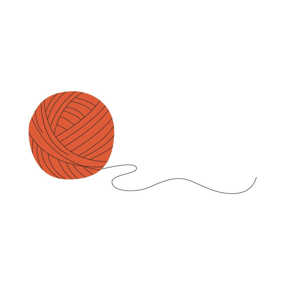 An unwound ball of knitting thread. Simple flat illustration isolated on a white background vector