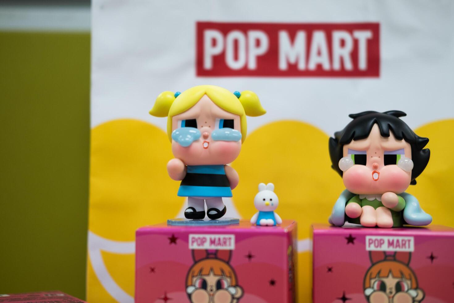 Bangkok, Thailand - April 26, 2024 Art toys crybaby collaboration with power puff girls collection. Sleepy buttercup and Bubbles photo