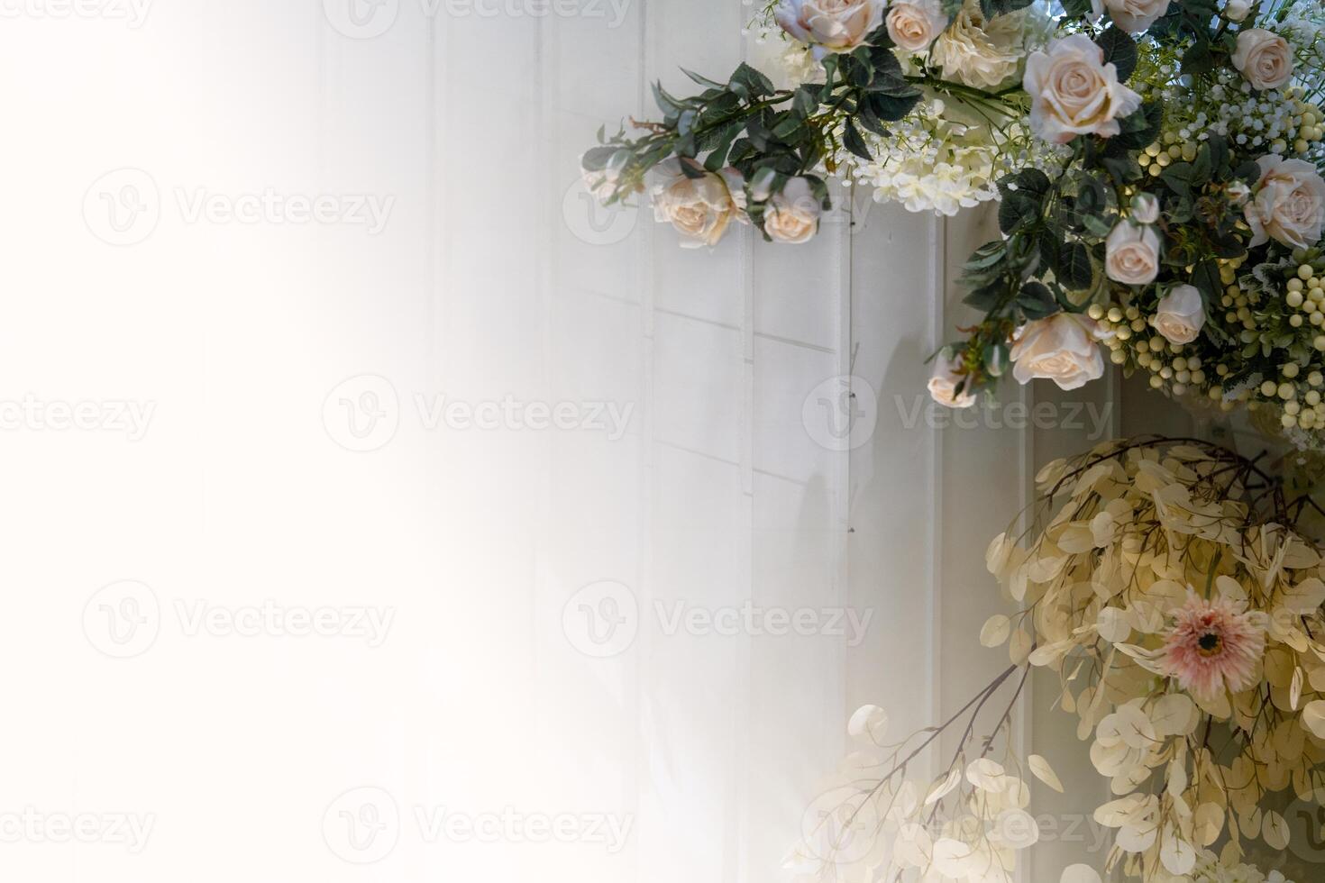 Wedding backdrop with flower and wedding decoration. photo