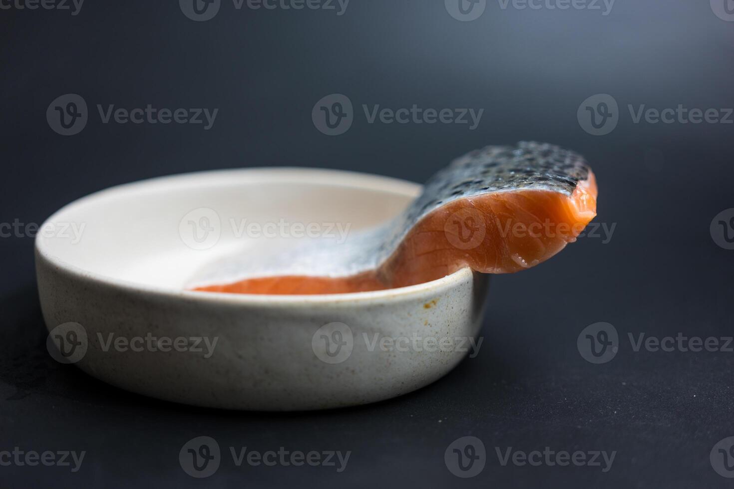 A piece of raw salmon photo