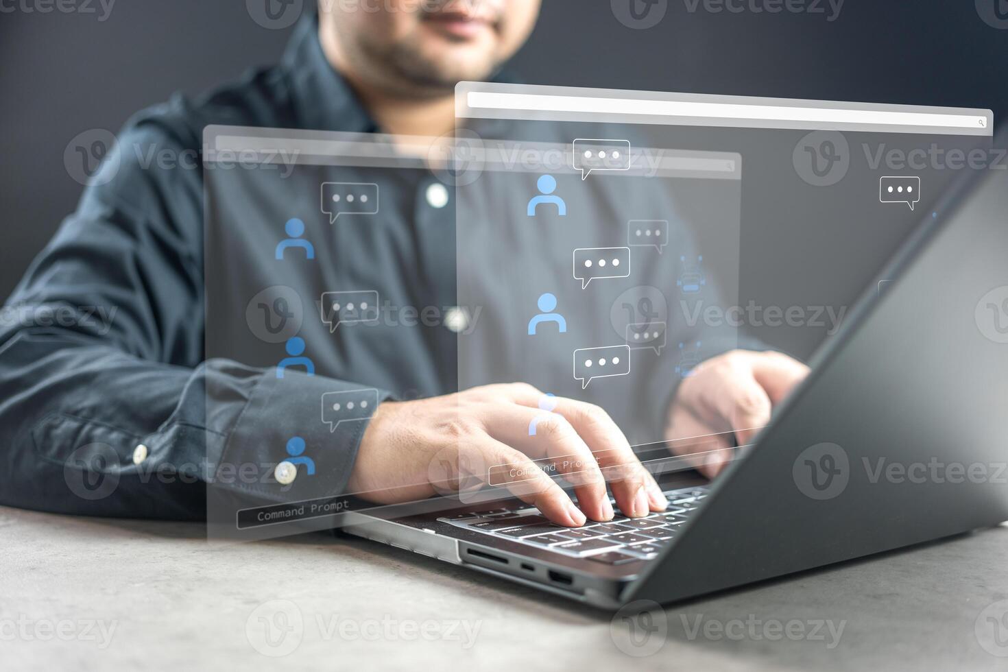 Chatbot conversation. Automatically respond online messages to help customers instantly photo