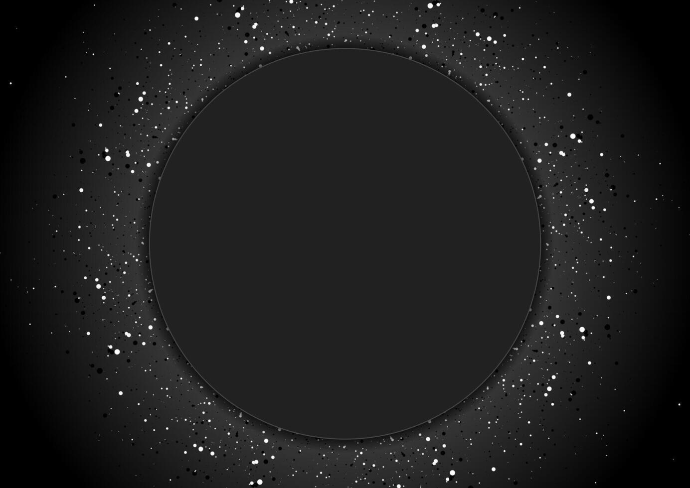 Black circle with grey white small dots abstract shiny background vector