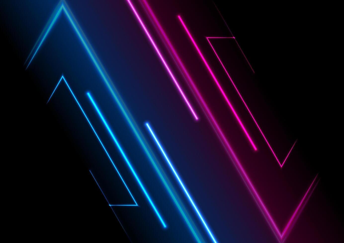 Blue purple glowing neon lines abstract tech background vector
