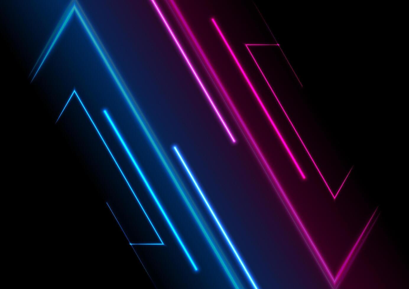 Blue purple glowing neon lines abstract tech background vector