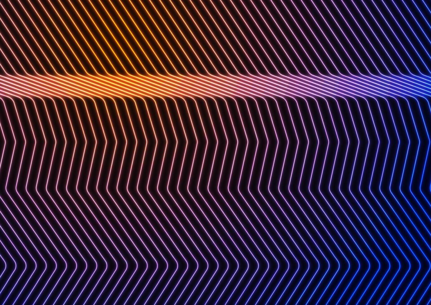 Blue orange neon curved lines abstract futuristic geometric background vector