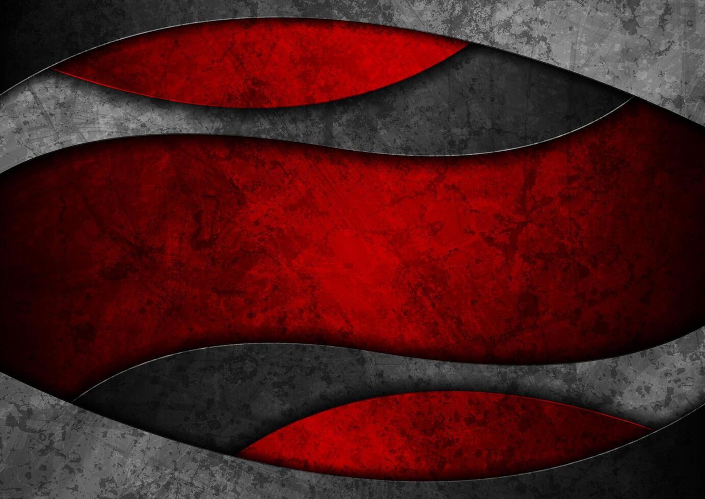 Contrast black and red wavy grunge abstract background vector