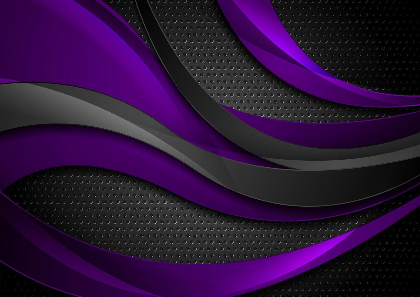 Violet and black abstract waves technology background vector