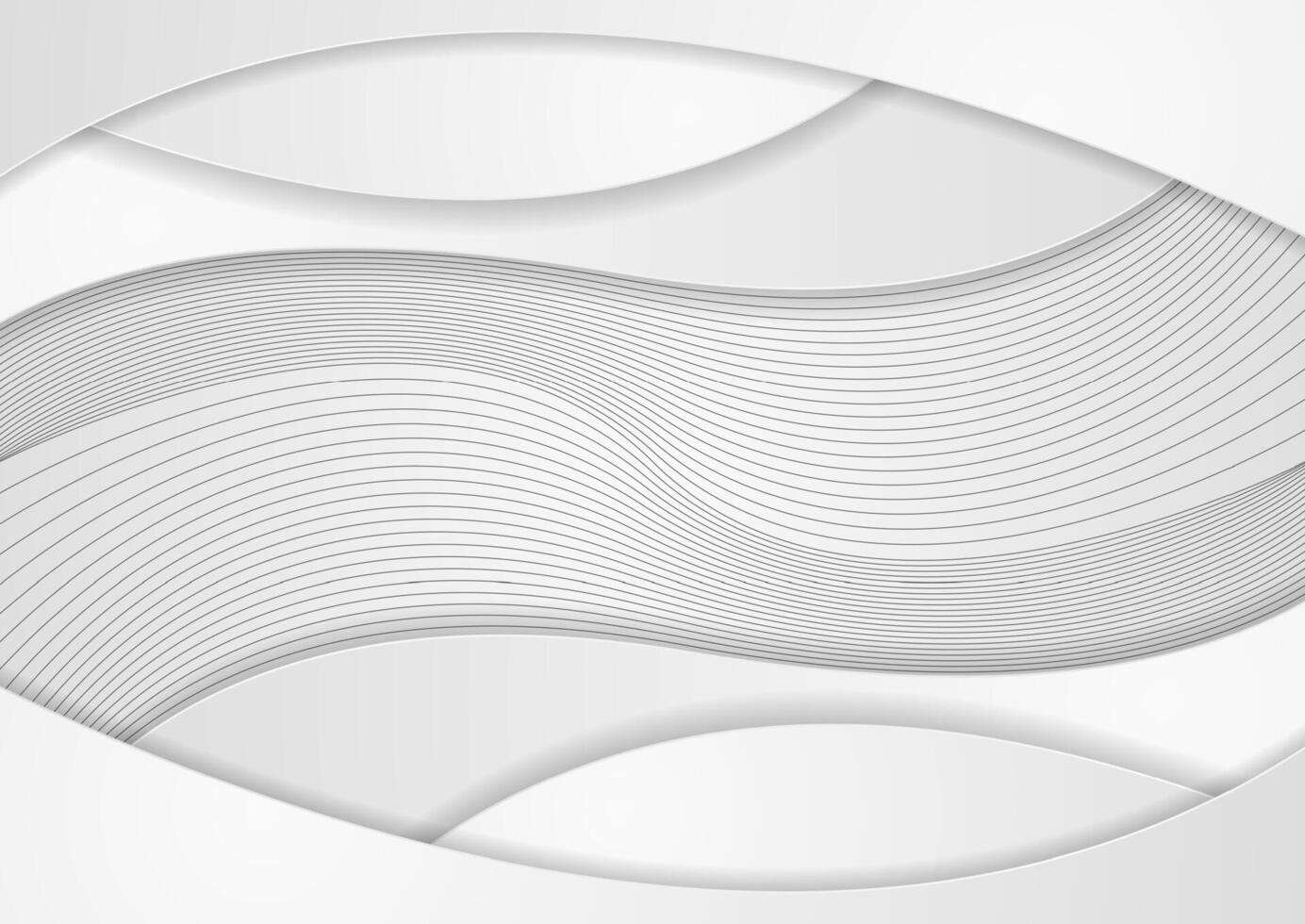 Grey corporate paper wavy abstract background with curved lines vector