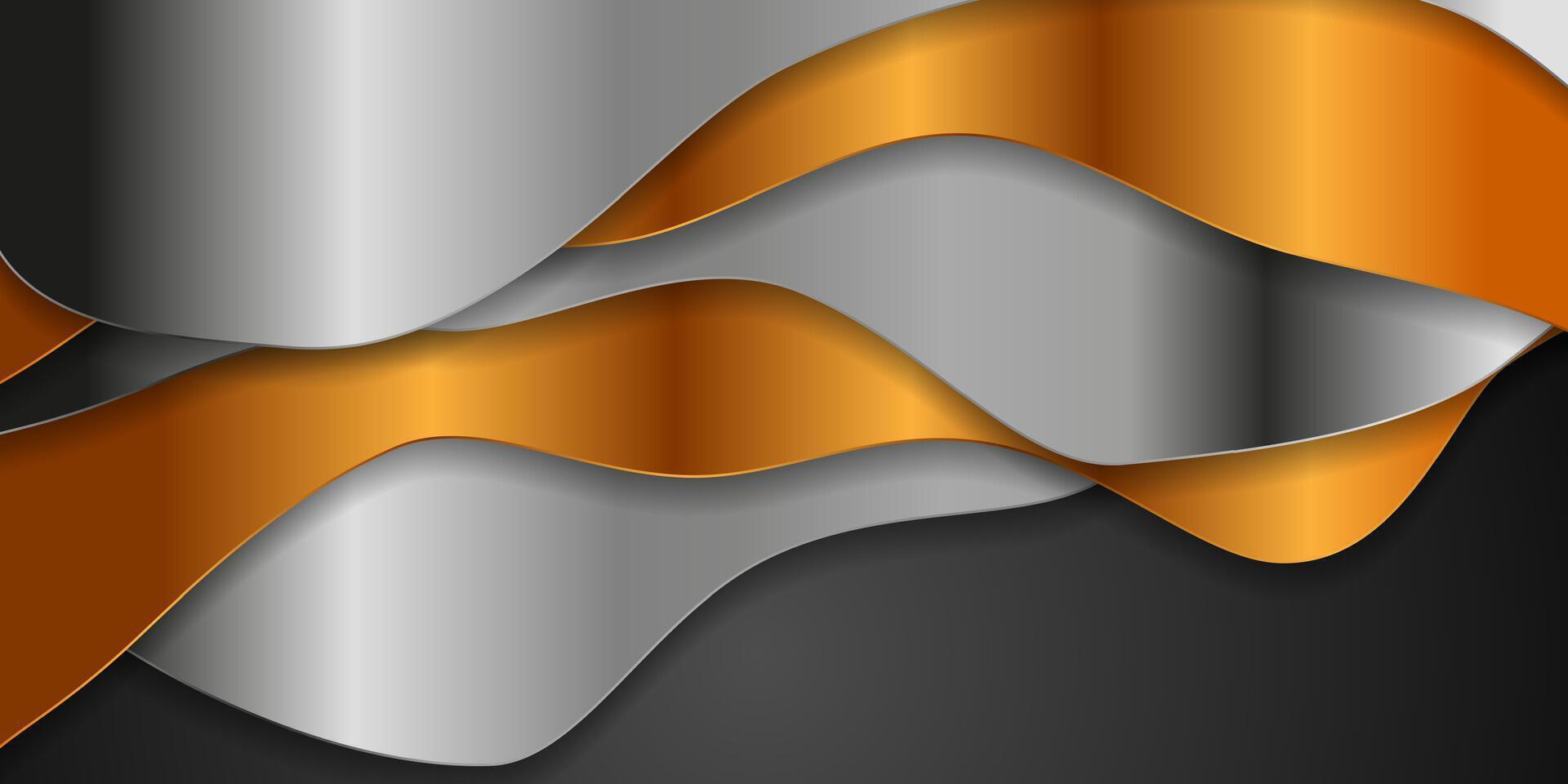 Silver and golden liquid waves abstract background vector