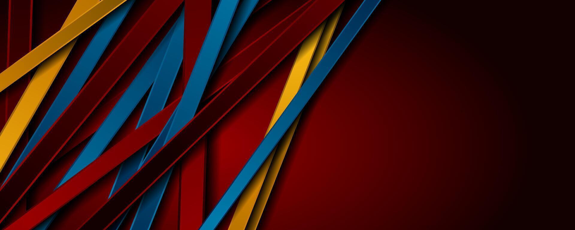 Red, blue and orange stripes abstract geometric tech background vector