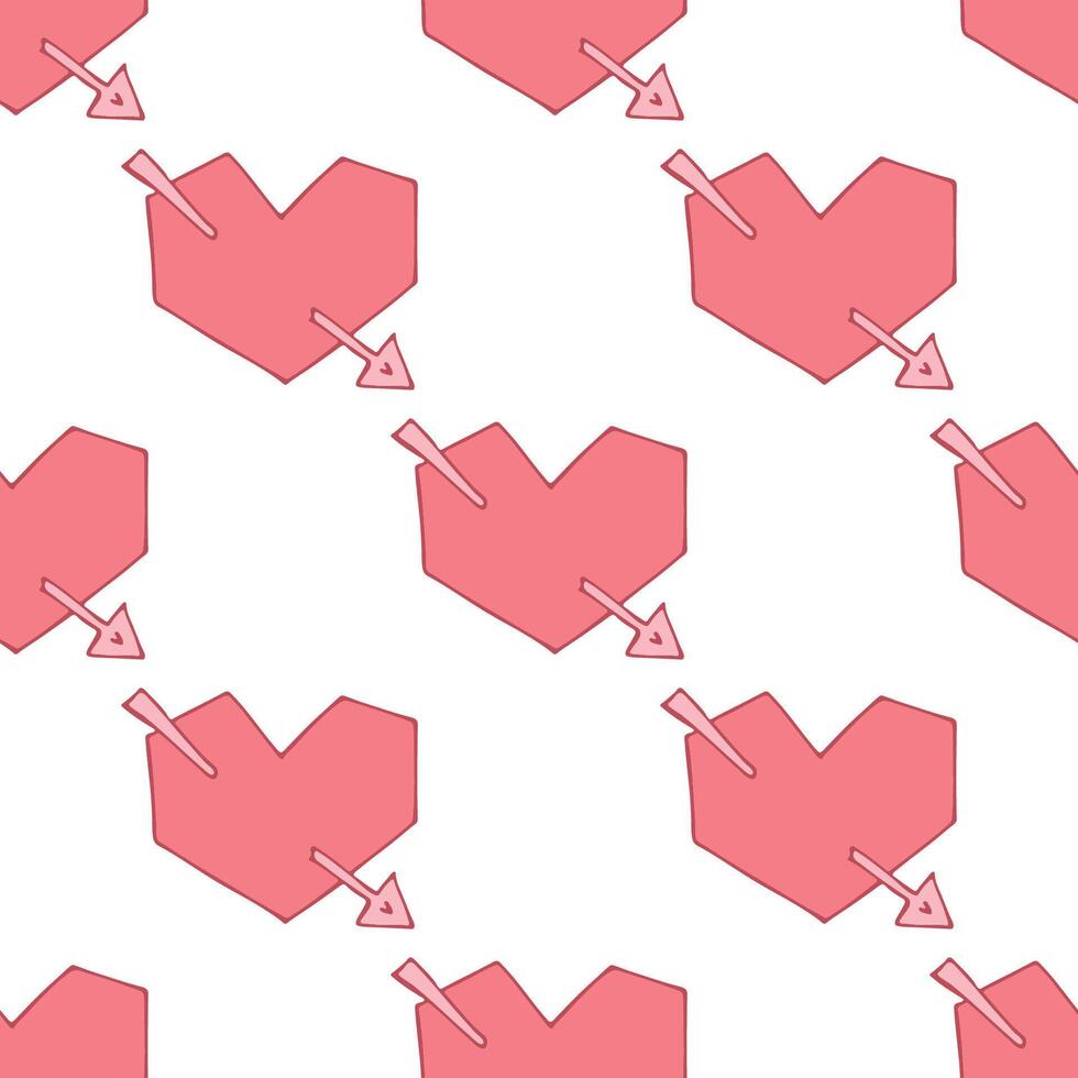 Seamless pattern with hand drawn heart doodle for decorative print, wrapping paper, greeting cards and fabric vector