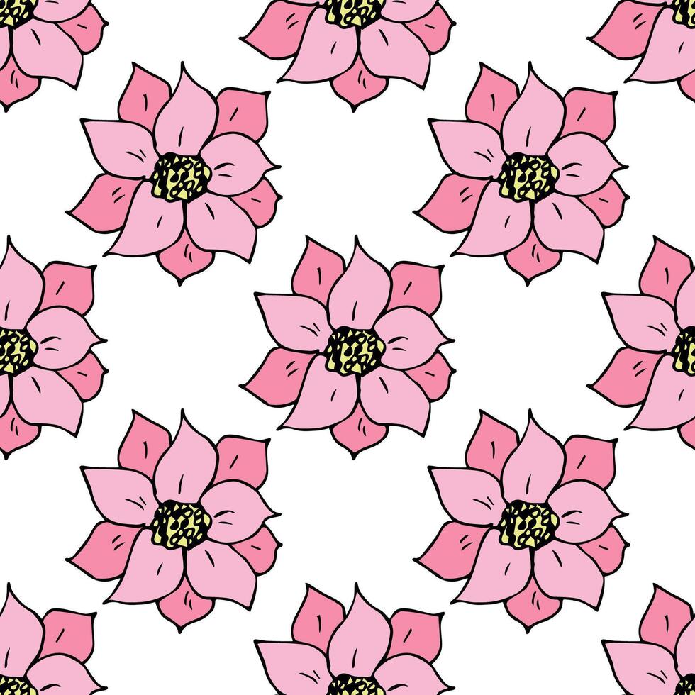 Summer seamless pattern with flowers doodle for decorative print, wrapping paper, greeting cards, wallpaper and fabric vector