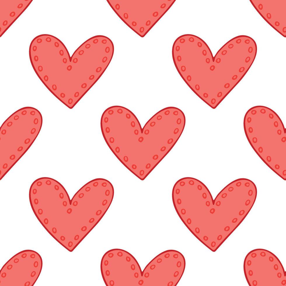 Seamless pattern with hand drawn heart doodle for decorative print, wrapping paper, greeting cards and fabric vector