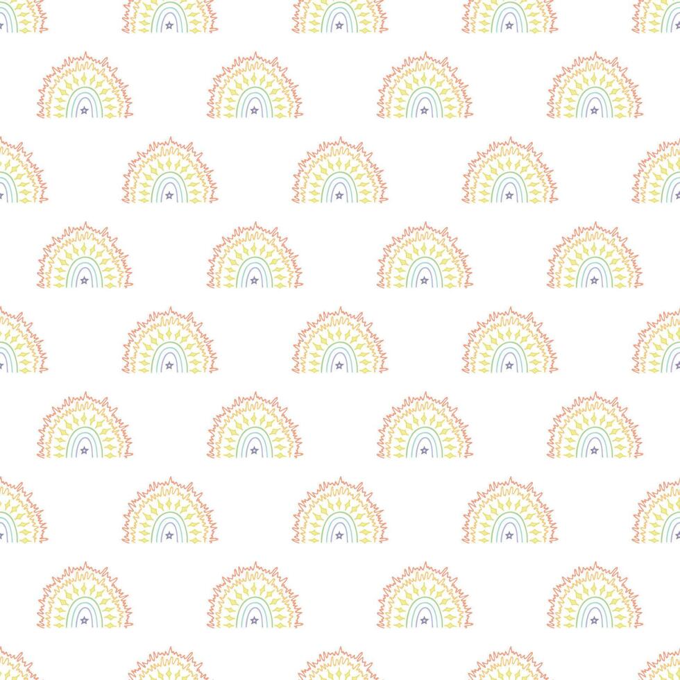 Seamless pattern with rainbow doodle for decorative print, wrapping paper, greeting cards, wallpaper and fabric vector