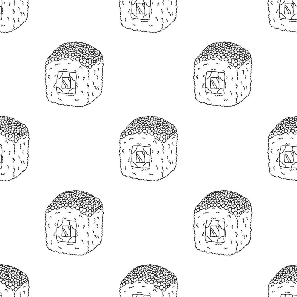 Seamless pattern with sushi roll for decorative print, wrapping paper, menu, wallpaper and fabric vector
