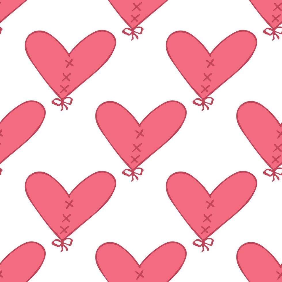 Seamless pattern with hand drawn heart doodle for decorative print, wrapping paper, greeting cards and fabric vector