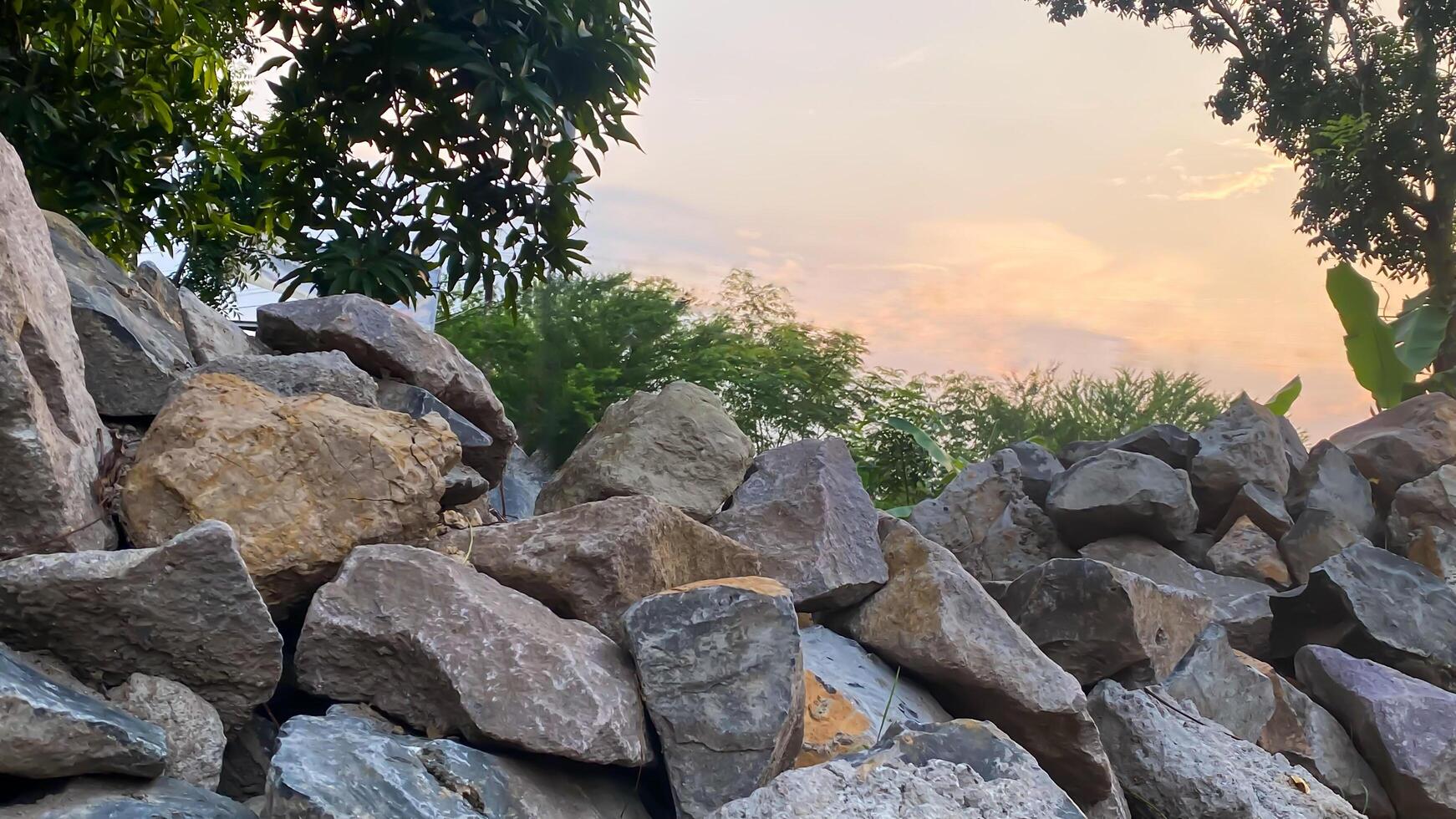 pile of stones at evening, stones background photo