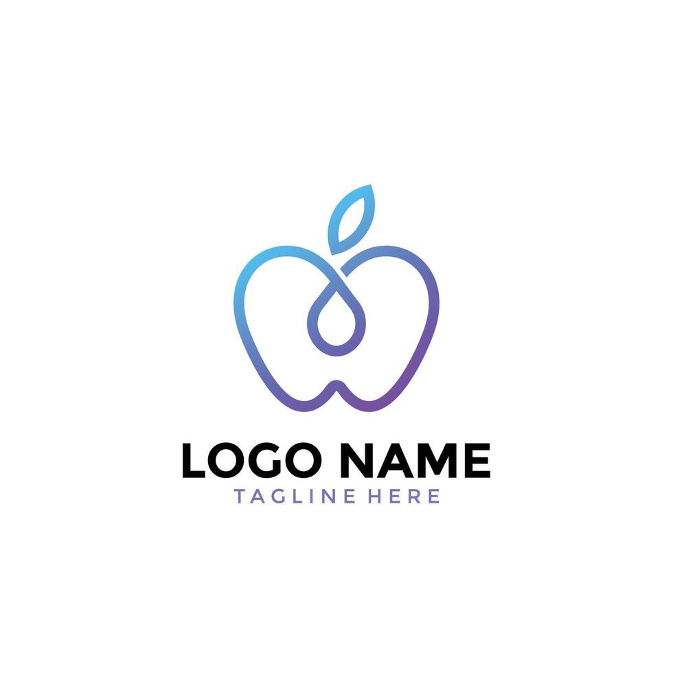 Apple Line Logo Design Template vector