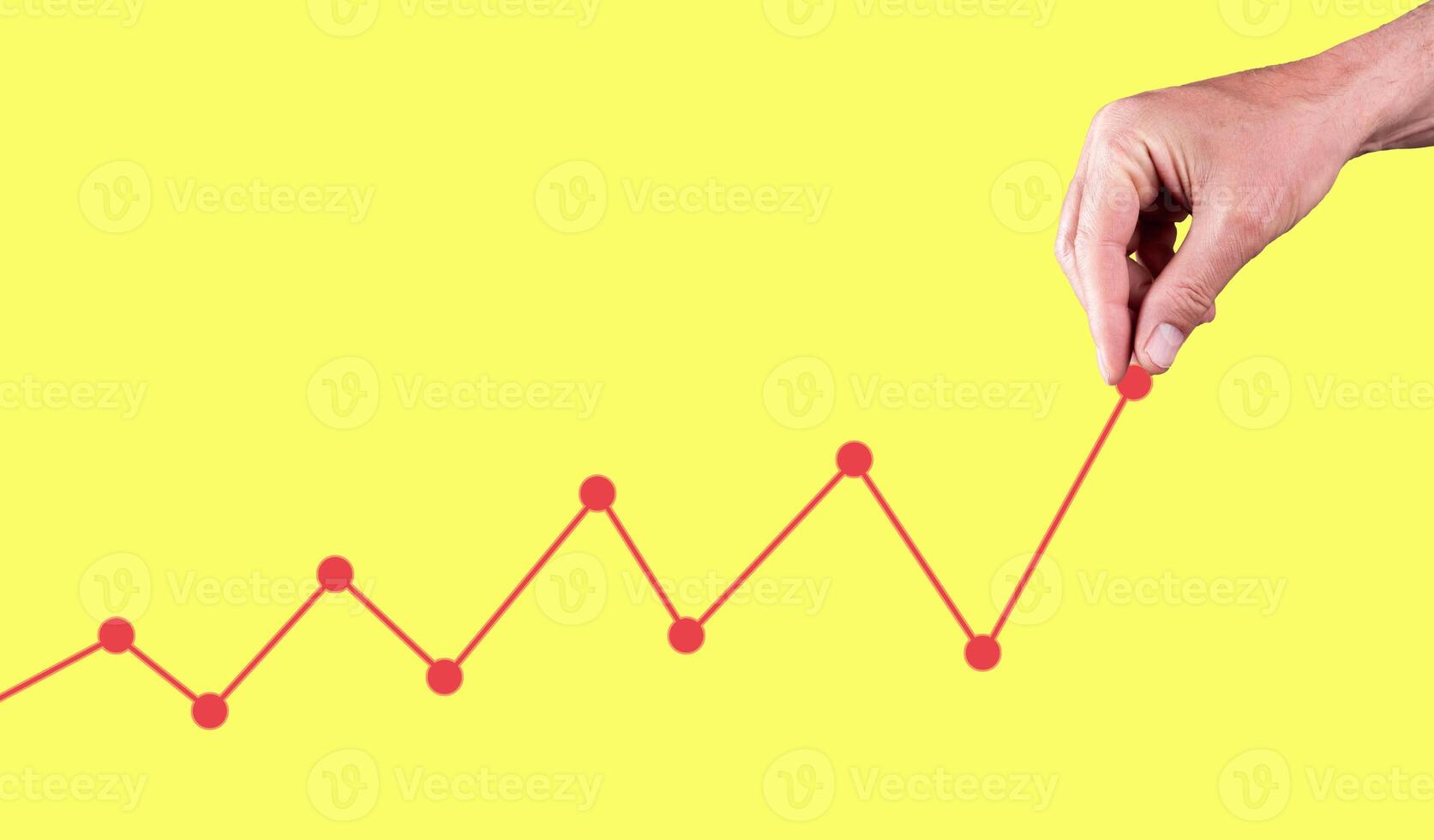 Finance graph manipulation. Hand holding chart, growing trend, collage photo