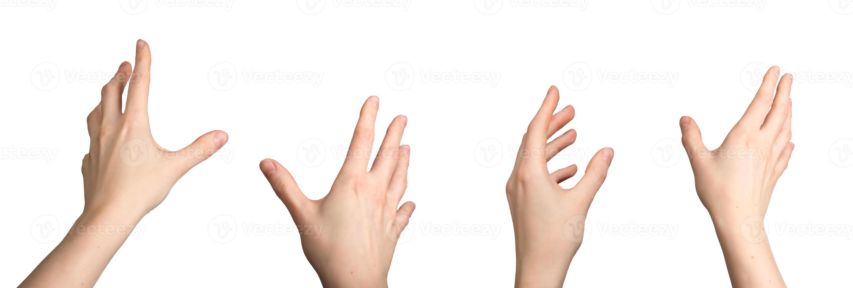 hand gestures, VR using. Palm stretched, fingers positioned for virtual touch. Abstract concept of photo
