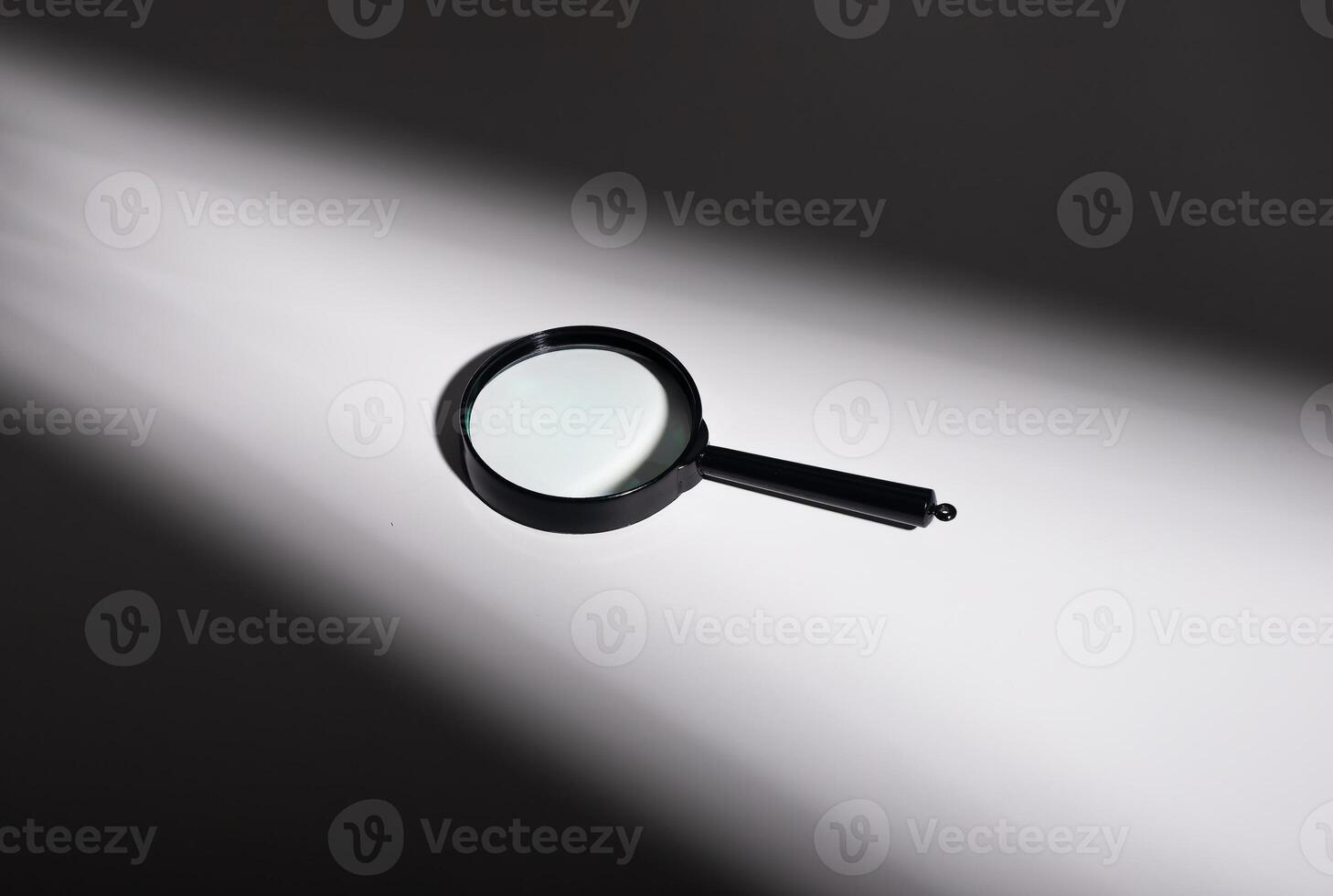 zoom loupe concept. Science object symbol explore analysis. Crime magnifying detective handle focus photo