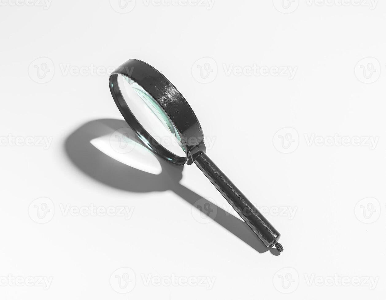 Glass lens, magnify search. Zoom, loupe concept. Science object examine, study abstract looking. photo