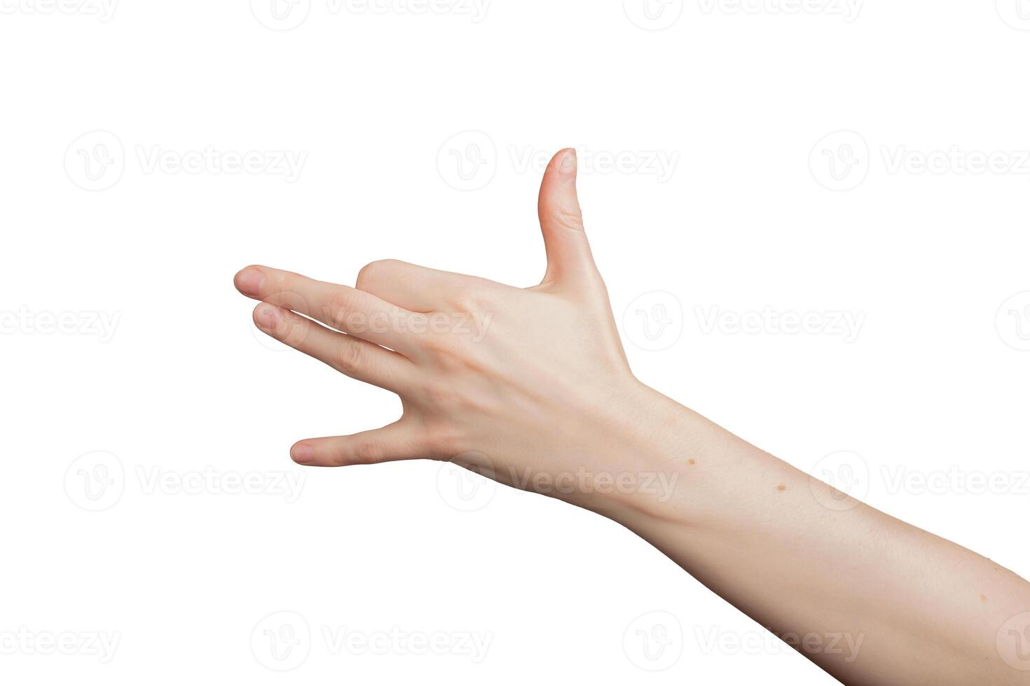 hand showing funny gesture. Empty palm, thumb, finger, wrist, arm, hold sign. Business concept, photo