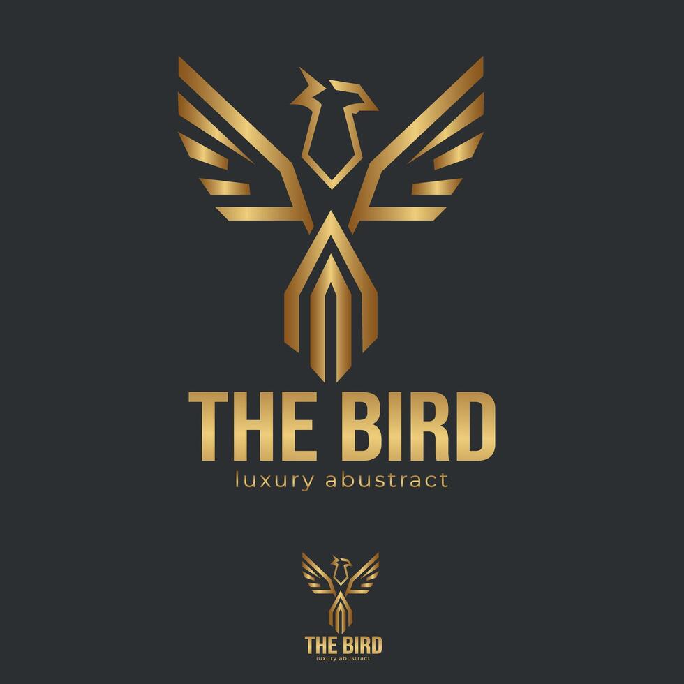 logo ilustración oro pájaro degradado vistoso estilo vector