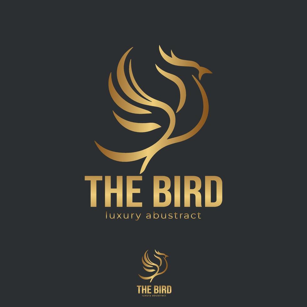 logo ilustración oro pájaro degradado vistoso estilo vector