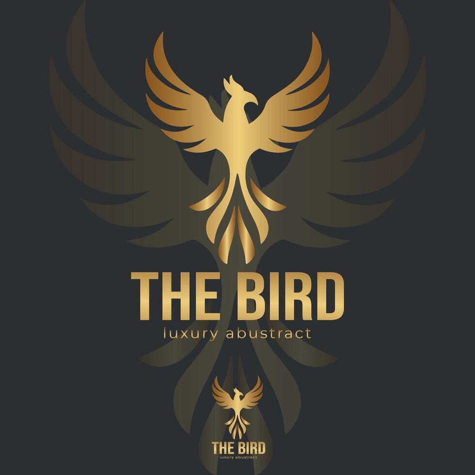 logo ilustración oro pájaro degradado vistoso estilo vector