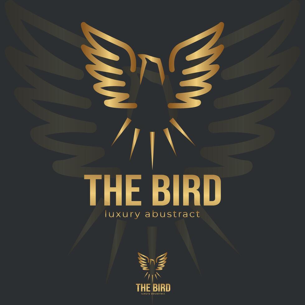 logo ilustración oro pájaro degradado vistoso estilo vector