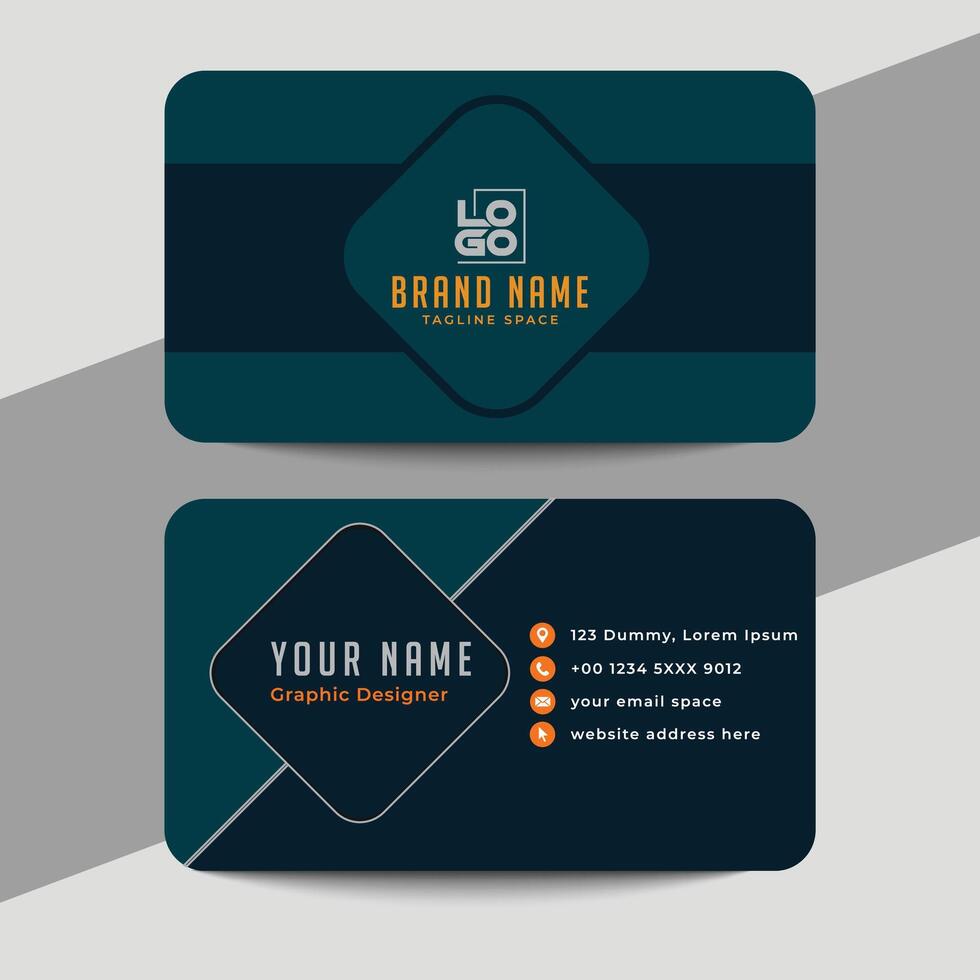 Yellow geometric business card, modern design vector