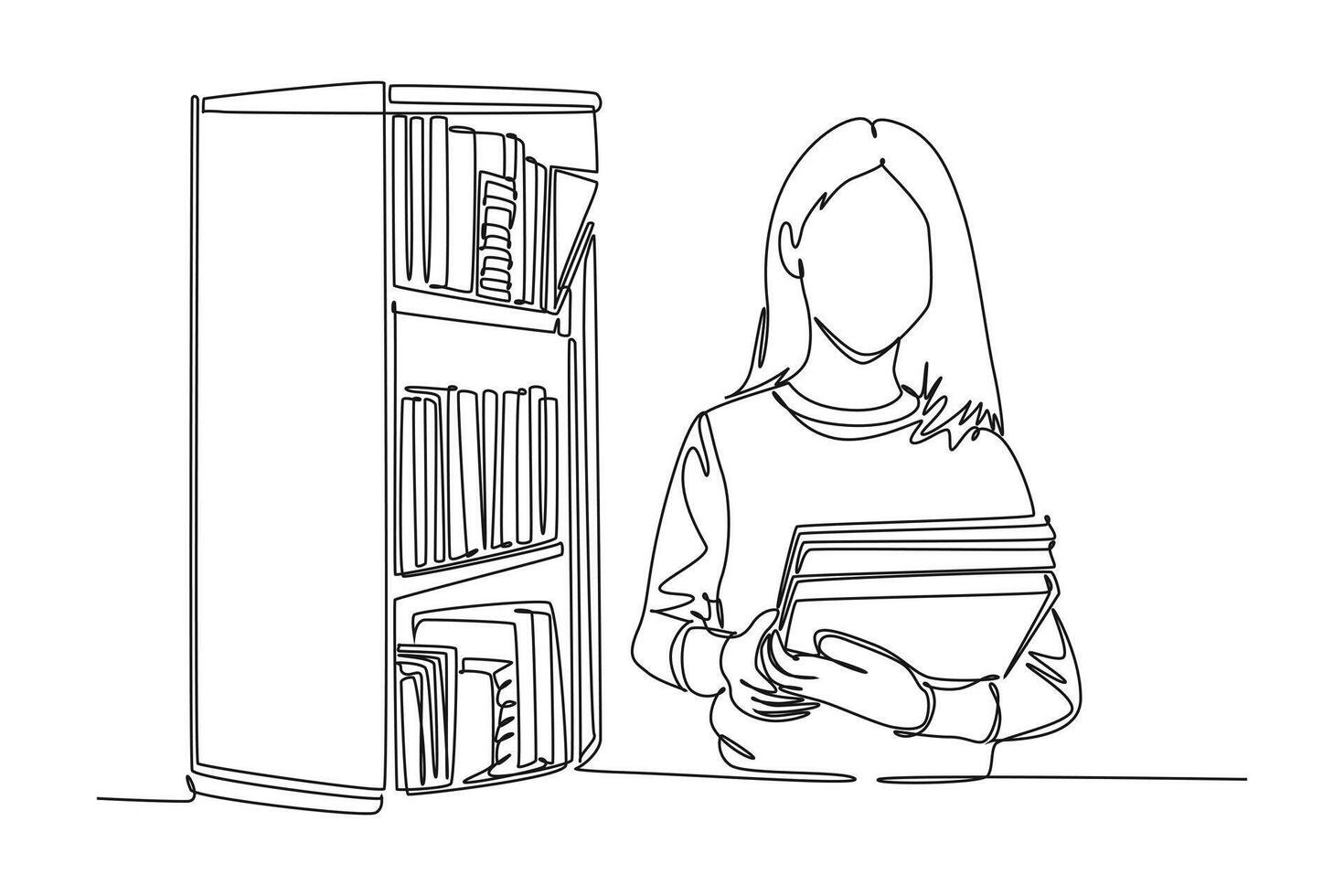 Continuous one line drawing library concept. Doodle illustration. vector