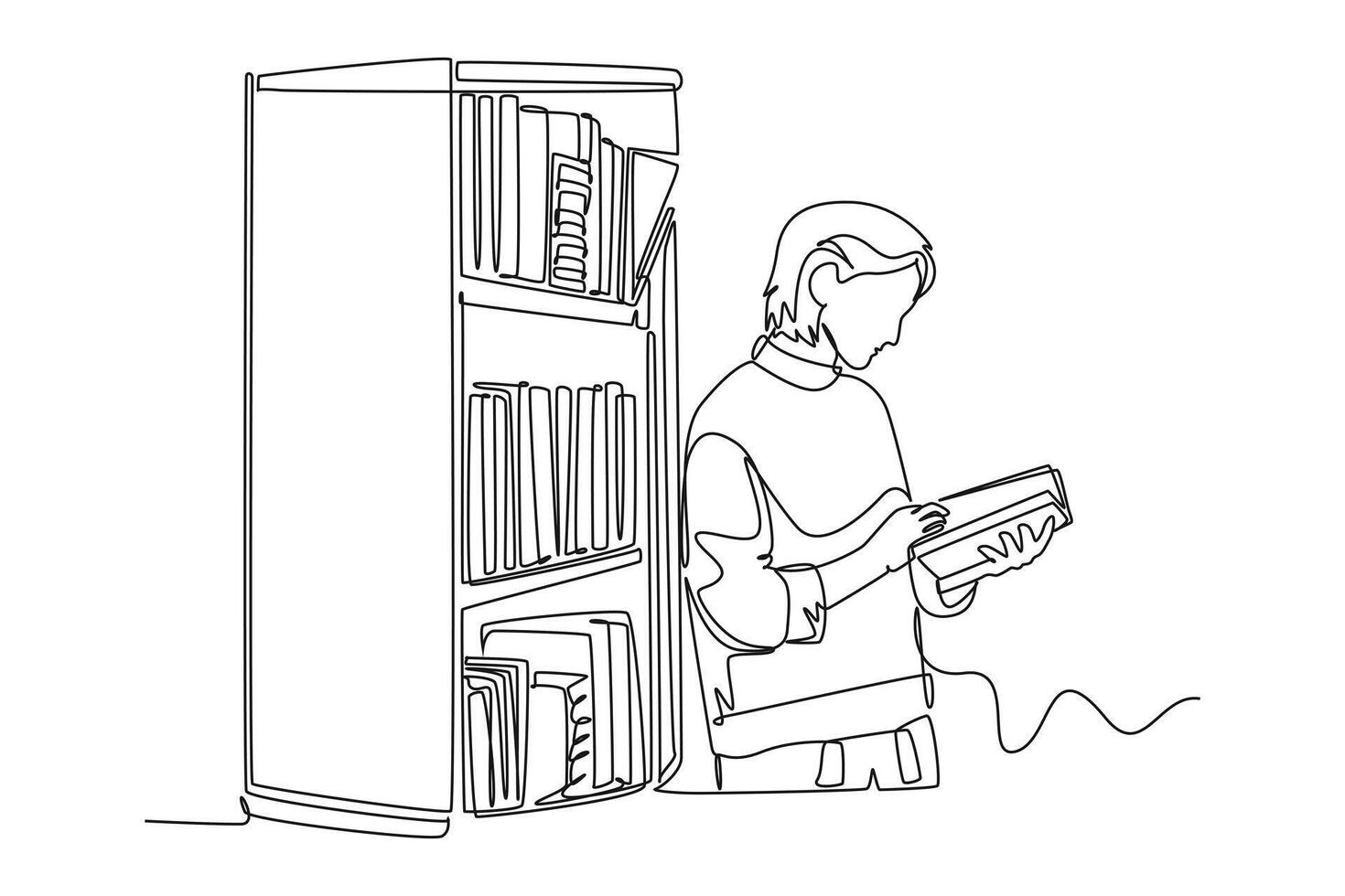 Continuous one line drawing library concept. Doodle illustration. vector