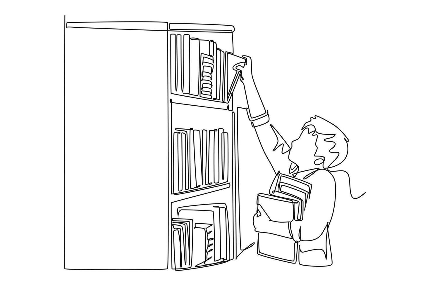 Continuous one line drawing library concept. Doodle illustration. vector