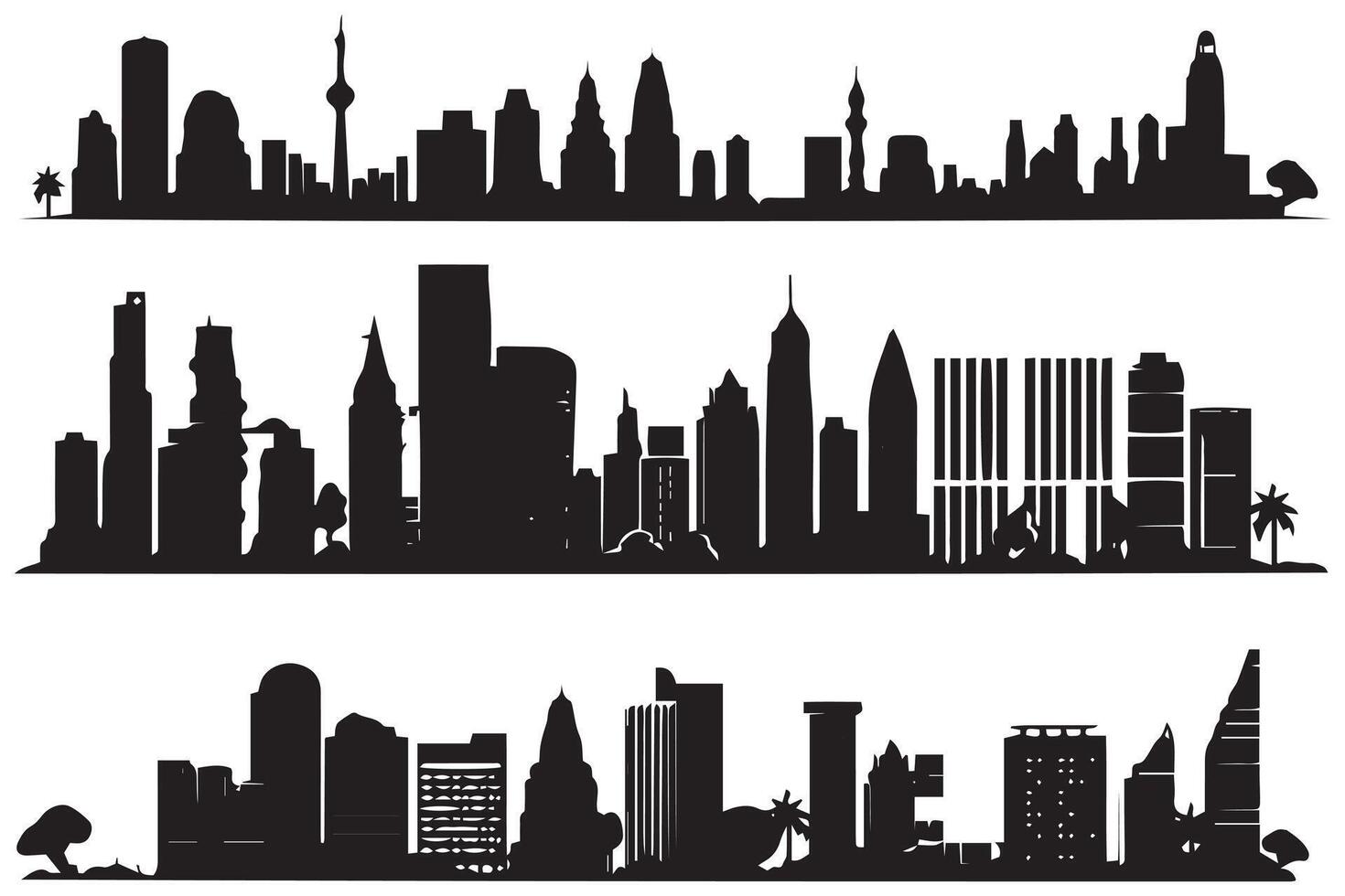 City buildings silhouette illustration free design isolated on white background vector