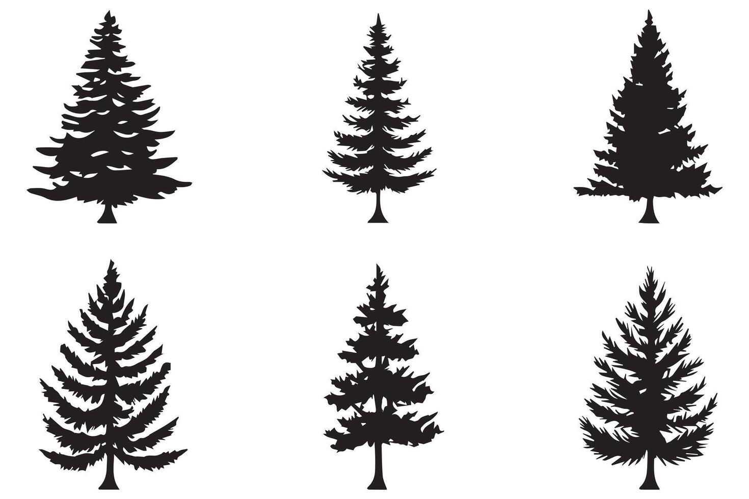 conjunto de Navidad árbol silueta haz vector