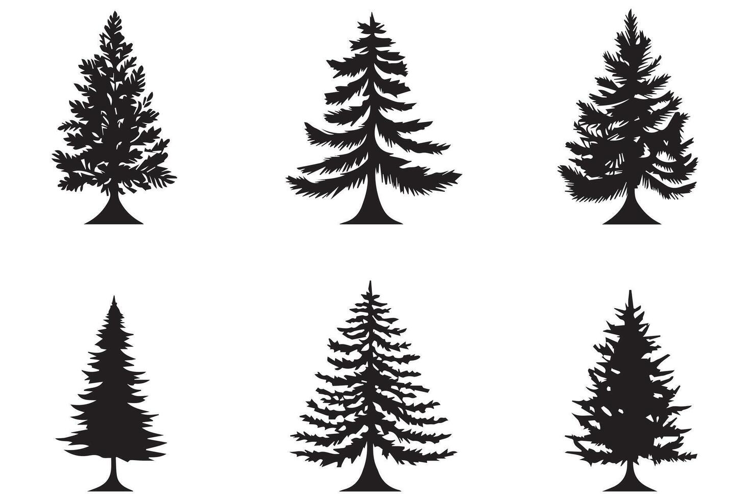 Set of Christmas Tree silhouette Bundle vector